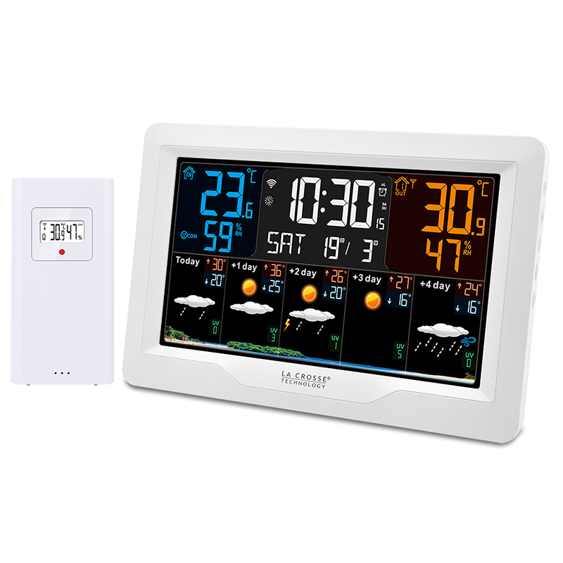 Station météo sans fil avec 3 capteurs, thermomètre numérique à grand écran  LCD, station météorologique avec prévisions météorologiques, température